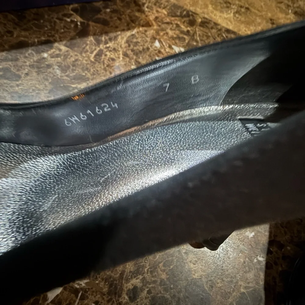 Stuart Weitzman. Canvas Crystal Embellishments Pumps. Black Satin. Size 7.